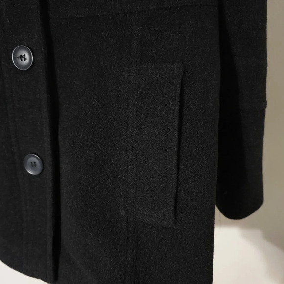 Vintage ANNE KLEIN Single Breasted Short Peacoat in Dark Charcoal, 100% Wool - Picture 6 of 14